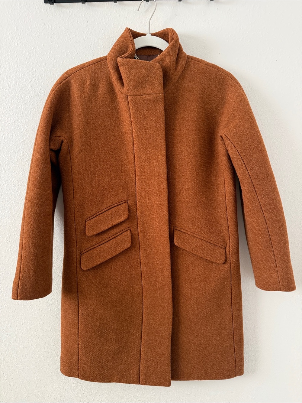 J. Crew Cocoon Coat in Italian Stadium Wool Smoke Cocoa Petite 00